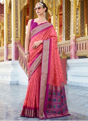 Mod Peach and Pink Ceremonial Designer Saree