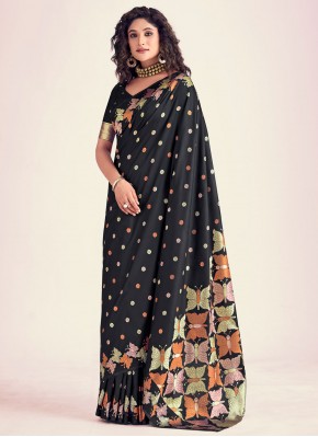 Modernistic Black Weaving Classic Saree