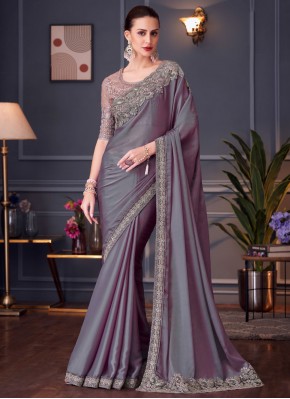 Modernistic Embroidered Lavender Traditional Saree