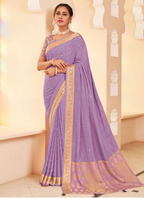 Modernistic Silk Weaving Lavender Contemporary Saree