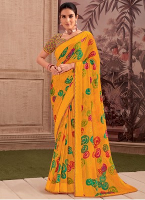 Modish Printed Multi Colour Georgette Contemporary Saree