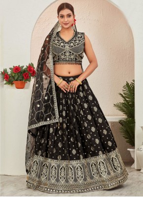 Monumental Embroidered Black Readymade Lehenga Choli