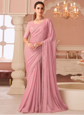 Monumental Georgette Pink Classic Saree