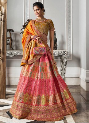 Multi Colour Banarasi Silk Lehenga Choli