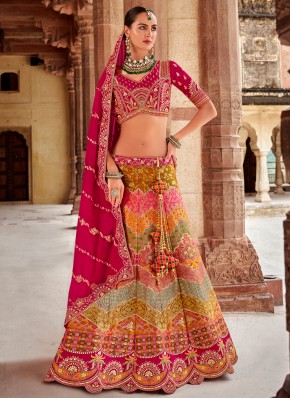 Multi Colour Banarasi Silk Trendy Lehenga Choli