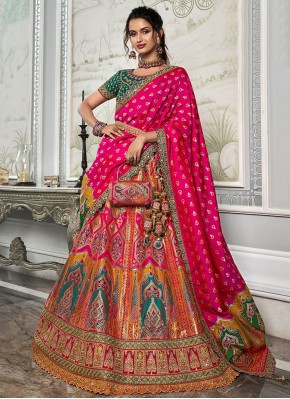 Multi Colour Banarasi Silk Wedding Trendy Lehenga Choli