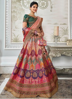 Multi Colour Ceremonial Banarasi Silk Lehenga Choli