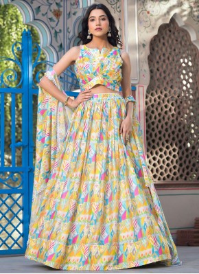 Multi Colour Digital Print Georgette Readymade Lehenga Choli