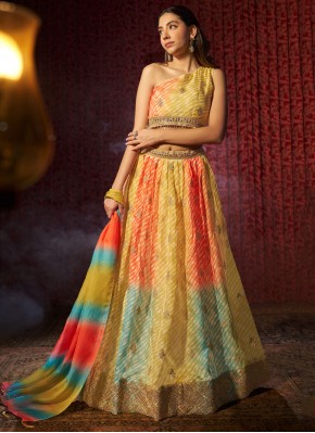 Multi Colour Embroidered Sangeet Trendy Lehenga Choli