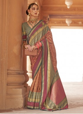 Multi Colour Engagement Silk Classic Saree