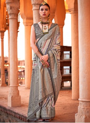 Multi Colour Foil Print Viscose Classic Saree