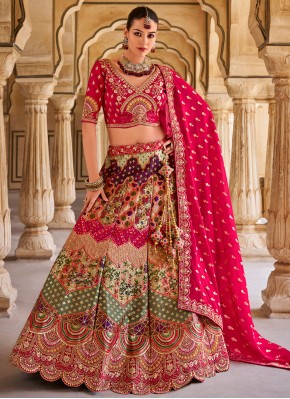 Multi Colour Sequins Banarasi Silk Designer Lehenga Choli