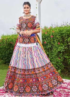 Multi Colour Sequins Cotton Readymade Lehenga Choli