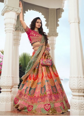 Multi Colour Sequins Wedding Lehenga Choli