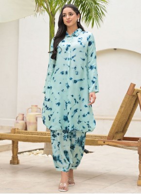 Muslin Aqua Blue Casual Kurti