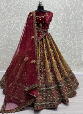 Mustard Diamond Velvet Trendy Lehenga Choli