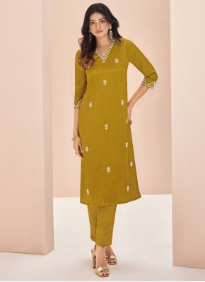 Mustard Embroidered Designer Kurti