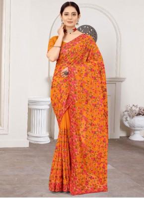 Mustard Georgette Kashmiri Classic Saree