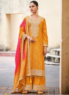 Mustard Mehndi Readymade Salwar Kameez