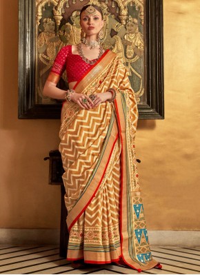 Mustard Patola Print Festival Classic Saree