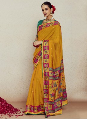 Mustard Weaving Classic Saree