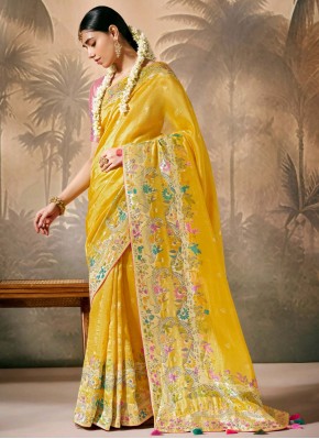 Mustard Zari Ceremonial Classic Saree