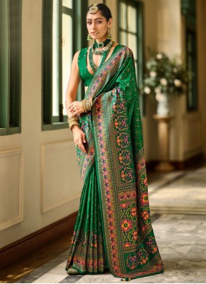 Mystical Banarasi Silk Green Classic Saree