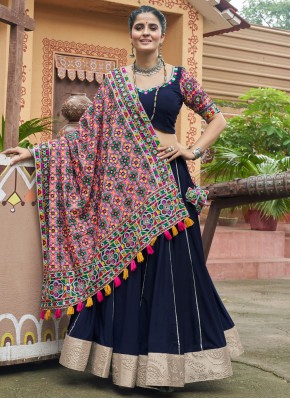 Navy Blue Lace Readymade Lehenga Choli