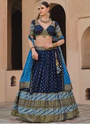 Navy Blue Lace Readymade Lehenga Choli