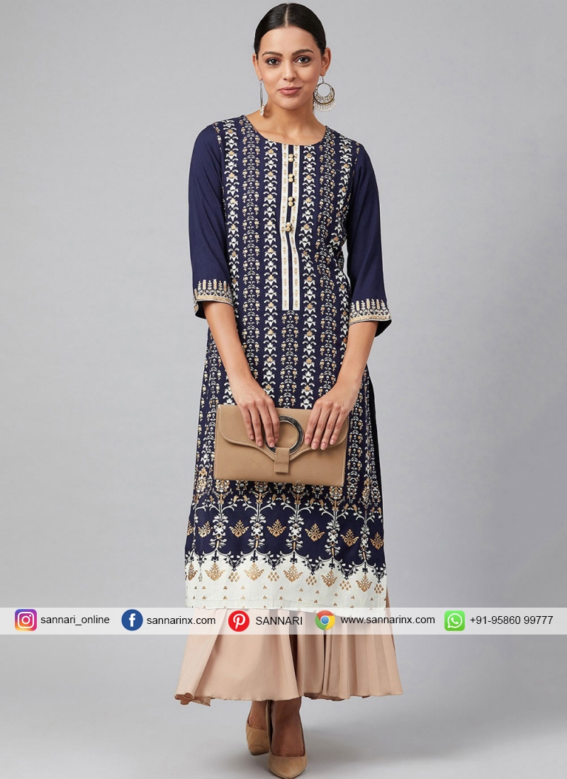 navy blue party wear kurti