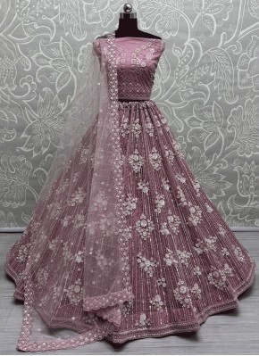 Net Dimond Trendy Lehenga Choli in Hot Pink