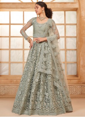 Net Grey Lehenga Choli