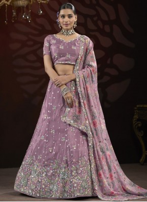 Net Lavender and Purple Thread Designer Lehenga Choli