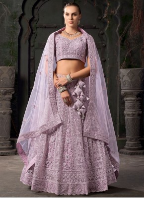 Net Lavender Readymade Lehenga Choli