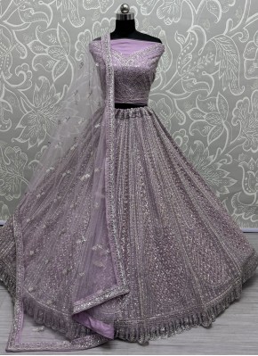 Net Lavender Zircon Lehenga Choli