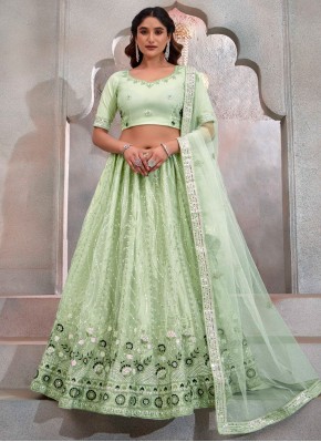 Net Trendy A Line Lehenga Choli in Green