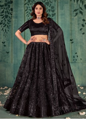 Net Trendy Lehenga Choli in Black