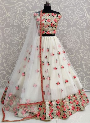 Net White Trendy Lehenga Choli