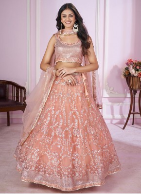 Net Zari Trendy Lehenga Choli in Pink