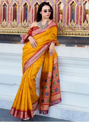 Noble Mustard Weaving Handloom silk Classic Saree