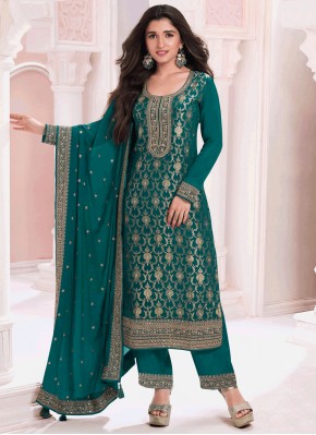 Observable Embroidered Viscose Morpeach  Salwar Kameez