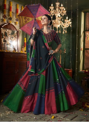 Observable Multi Colour Embroidered Maslin Cotton Readymade Lehenga Choli