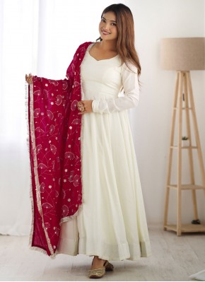 Off White Ceremonial Long Length Anarkali Suit