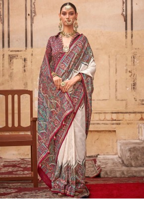 Off White Silk Ceremonial Designer Saree