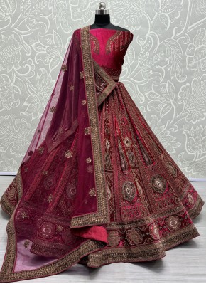 Opulent Sequins Velvet Pink and Rani Trendy Lehenga Choli