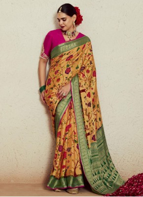 Opulent Yellow Weaving Brasso Designer Saree