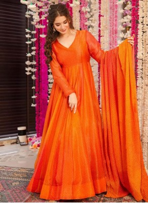 Orange Ceremonial Trendy Gown