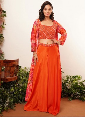 Orange Pure Crepe Ceremonial Trendy Salwar Kameez