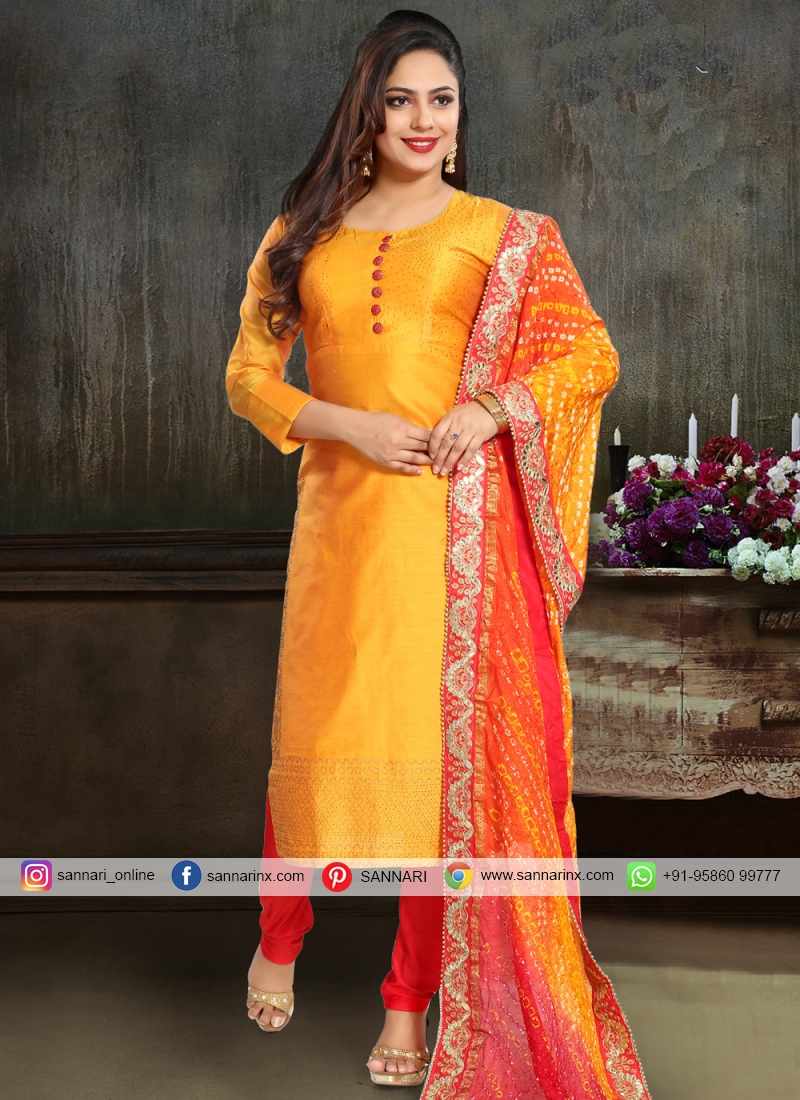 silk churidar suit