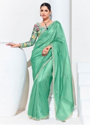 Organza Classic Saree in Sea Green